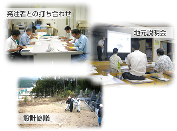 発注者との打ち合わせ 地元説明会 設計協議